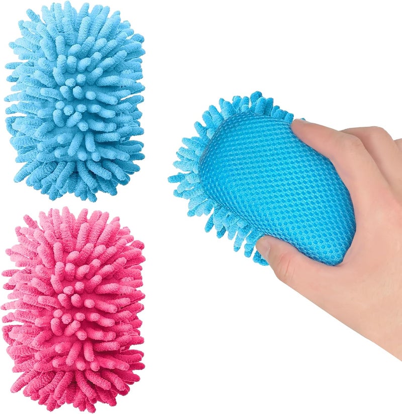 ALEIFLE 2 Pieces Microfiber Shag Whiteboard Eraser - Washable Dry Eraser for Whiteboard Markers & Chalk - Classroom, Office, Home Teacher Supplies (Pink&Blue) - Image 1
